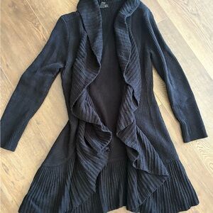 INC International Concepts Black Ruffled Coat